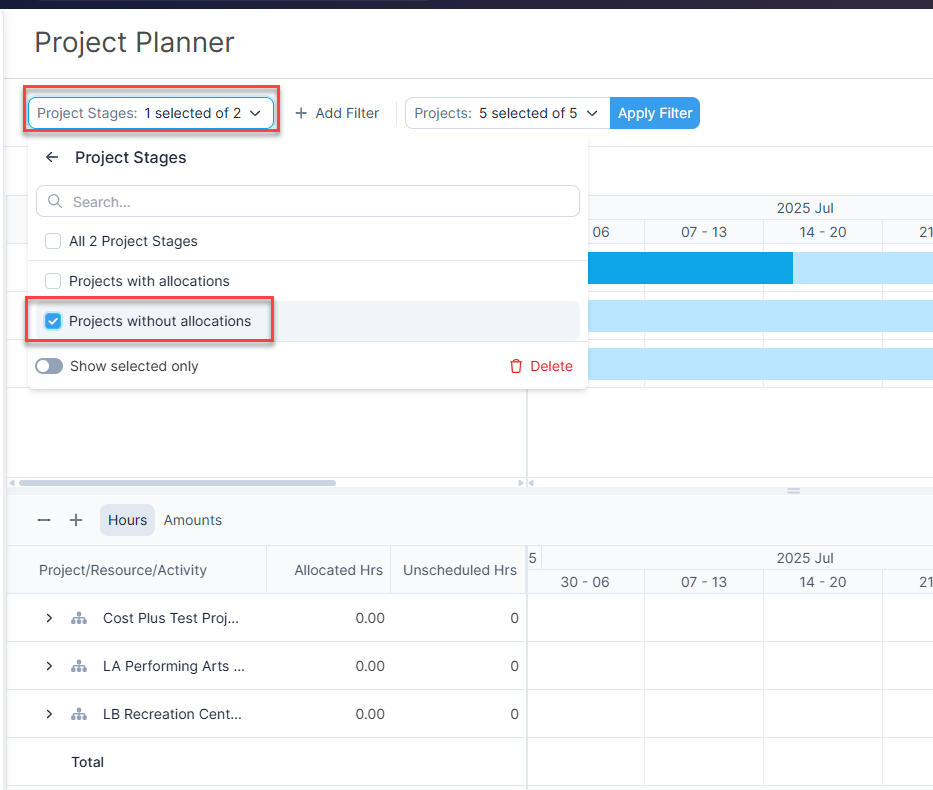 Project stage filter in Project Planner – CORE Help Center
